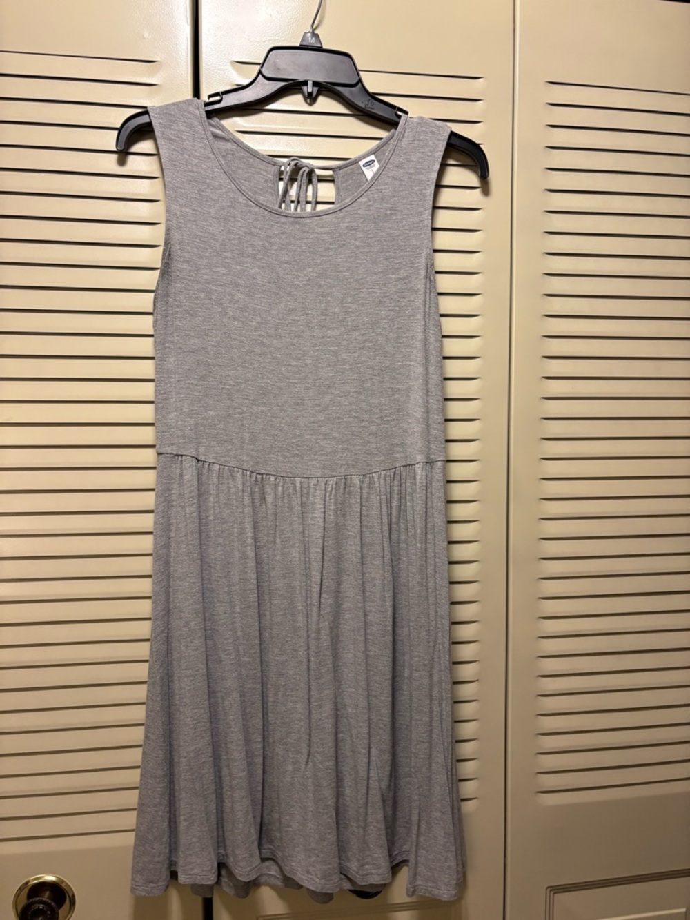 Women’s Grey Sleeveless Knit Dress with Back Tie